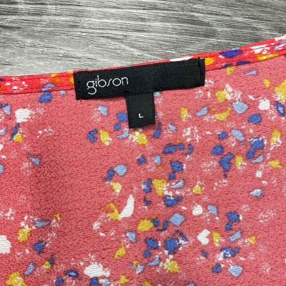 GIBSON x Living in Yellow L Womens Pink Ditzy Floral Maggie Twist Hem Top - Picture 8 of 9